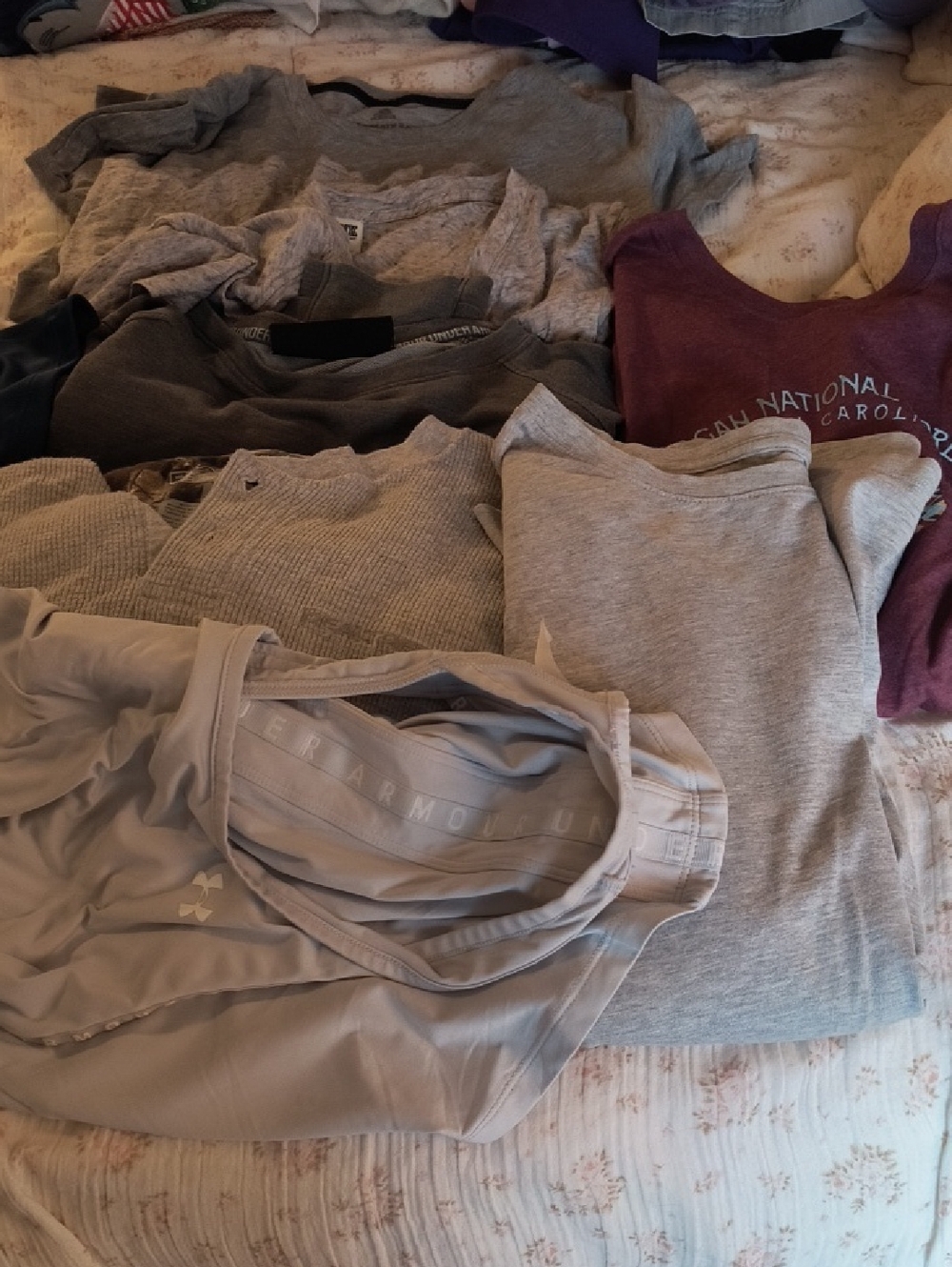 Under Armour Light Gray Athletic Tank with Heather Gray Tops and Maroon Tee